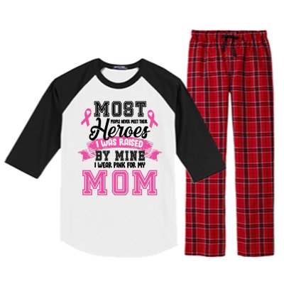 I Wear Pink For My Mom My Hero-Breast Cancer Awareness Raglan Sleeve Pajama Set