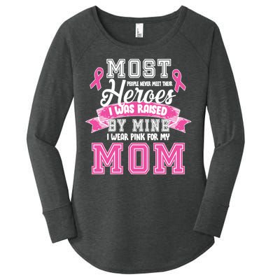 I Wear Pink For My Mom My Hero-Breast Cancer Awareness Women's Perfect Tri Tunic Long Sleeve Shirt