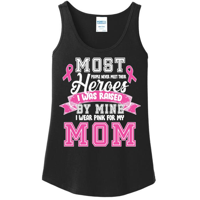 I Wear Pink For My Mom My Hero-Breast Cancer Awareness Ladies Essential Tank