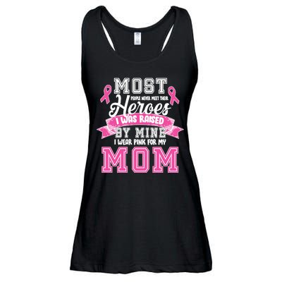 I Wear Pink For My Mom My Hero-Breast Cancer Awareness Ladies Essential Flowy Tank