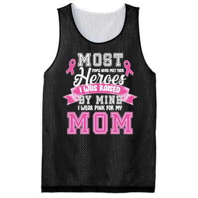 I Wear Pink For My Mom My Hero-Breast Cancer Awareness Mesh Reversible Basketball Jersey Tank