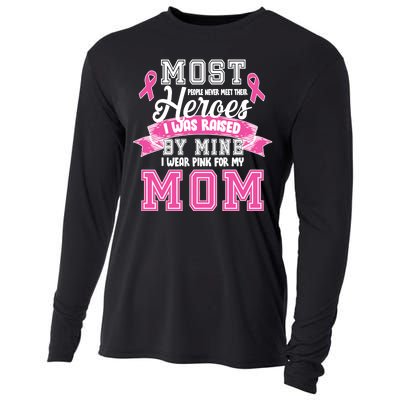 I Wear Pink For My Mom My Hero-Breast Cancer Awareness Cooling Performance Long Sleeve Crew