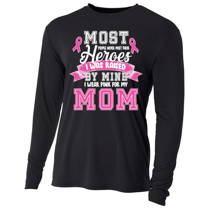 I Wear Pink For My Mom My Hero-Breast Cancer Awareness Cooling Performance Long Sleeve Crew