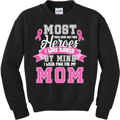 I Wear Pink For My Mom My Hero-Breast Cancer Awareness Kids Sweatshirt