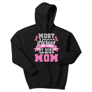 I Wear Pink For My Mom My Hero-Breast Cancer Awareness Kids Hoodie