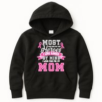 I Wear Pink For My Mom My Hero-Breast Cancer Awareness Kids Hoodie