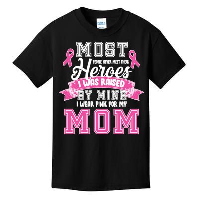 I Wear Pink For My Mom My Hero-Breast Cancer Awareness Kids T-Shirt