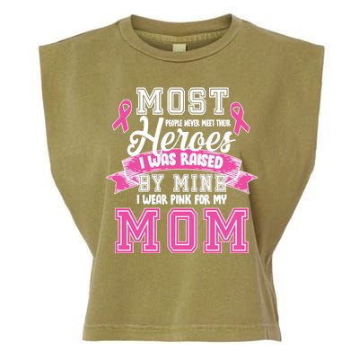 I Wear Pink For My Mom My Hero-Breast Cancer Awareness Garment-Dyed Women's Muscle Tee