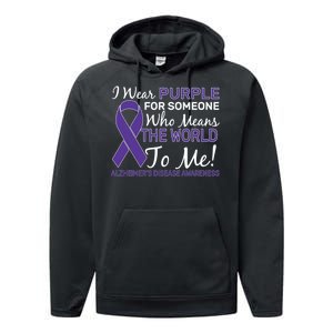 I Wear Purple Alzheimer's Disease Awareness Performance Fleece Hoodie