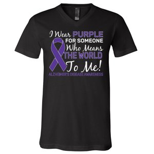 I Wear Purple Alzheimer's Disease Awareness V-Neck T-Shirt