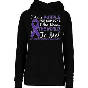 I Wear Purple Alzheimer's Disease Awareness Womens Funnel Neck Pullover Hood