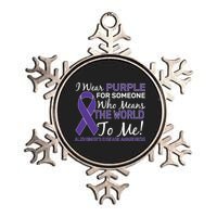 I Wear Purple Alzheimer's Disease Awareness Metallic Star Ornament