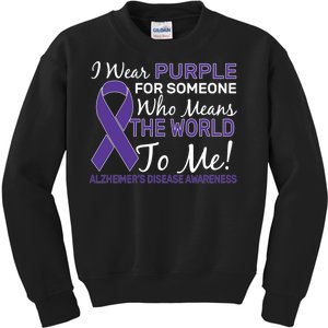 I Wear Purple Alzheimer's Disease Awareness Kids Sweatshirt