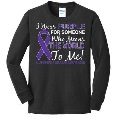 I Wear Purple Alzheimer's Disease Awareness Kids Long Sleeve Shirt