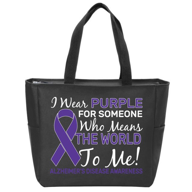 I Wear Purple Alzheimer's Disease Awareness Zip Tote Bag