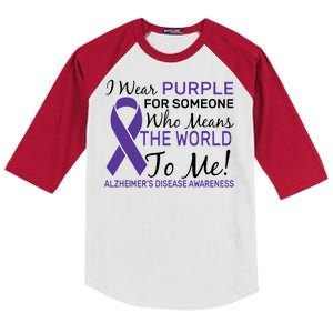 I Wear Purple Alzheimer's Disease Awareness Kids Colorblock Raglan Jersey