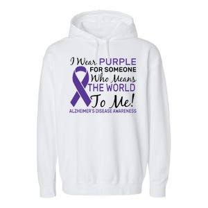 I Wear Purple Alzheimer's Disease Awareness Garment-Dyed Fleece Hoodie