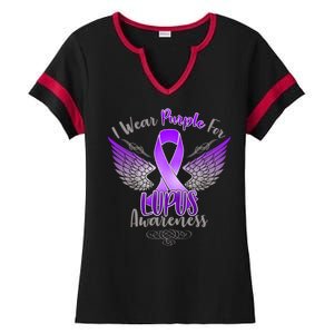 I Wear Purple For Lupus Awareness Ladies Halftime Notch Neck Tee