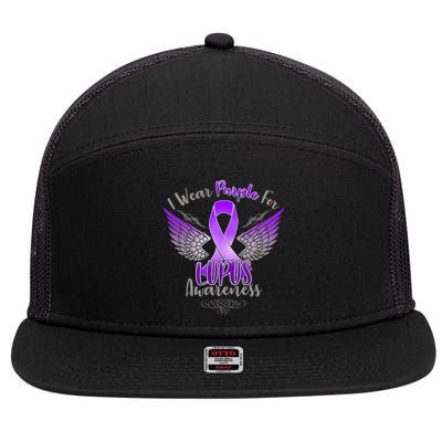 I Wear Purple For Lupus Awareness 7 Panel Mesh Trucker Snapback Hat