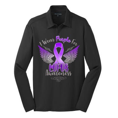 I Wear Purple For Lupus Awareness Silk Touch Performance Long Sleeve Polo