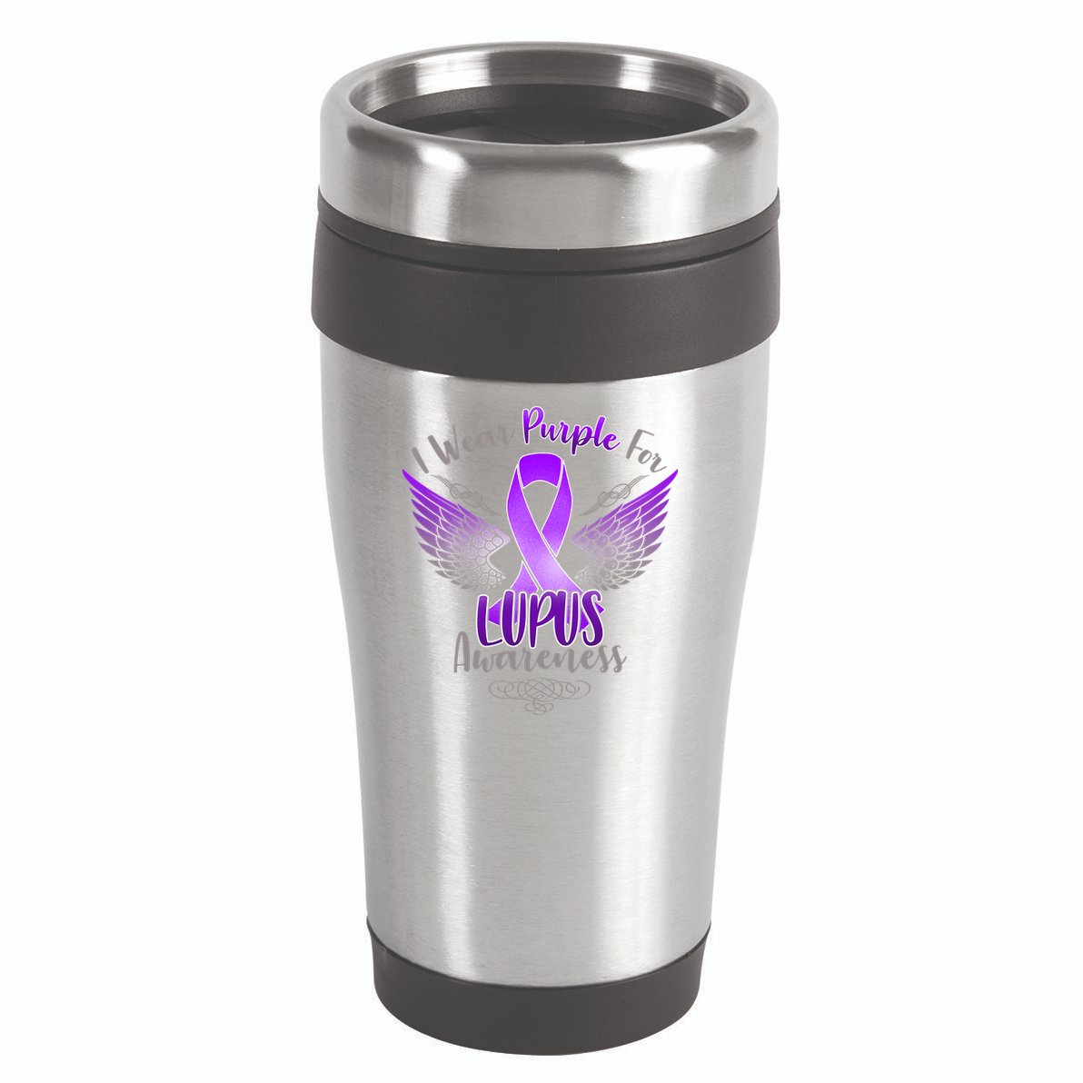 I Wear Purple For Lupus Awareness 16oz Travel Tumbler