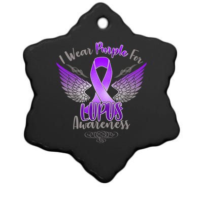 I Wear Purple For Lupus Awareness Ceramic Star Ornament