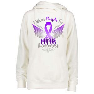 I Wear Purple For Lupus Awareness Womens Funnel Neck Pullover Hood