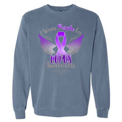 I Wear Purple For Lupus Awareness Garment-Dyed Sweatshirt