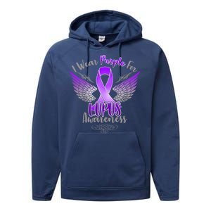 I Wear Purple For Lupus Awareness Performance Fleece Hoodie