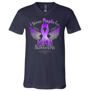 I Wear Purple For Lupus Awareness V-Neck T-Shirt