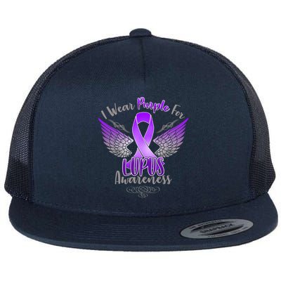 I Wear Purple For Lupus Awareness Flat Bill Trucker Hat