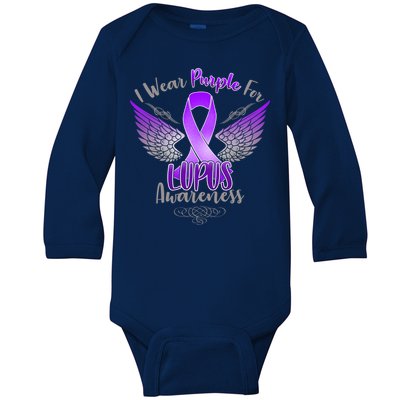 I Wear Purple For Lupus Awareness Baby Long Sleeve Bodysuit