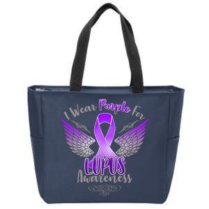 I Wear Purple For Lupus Awareness Zip Tote Bag