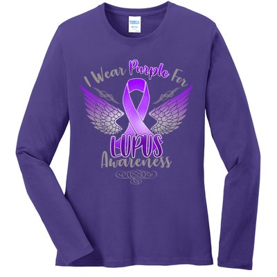 I Wear Purple For Lupus Awareness Ladies Long Sleeve Shirt