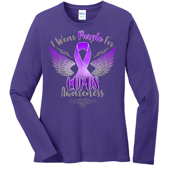 I Wear Purple For Lupus Awareness Ladies Long Sleeve Shirt