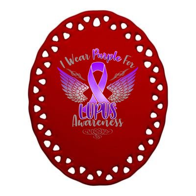 I Wear Purple For Lupus Awareness Ceramic Oval Ornament