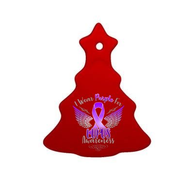 I Wear Purple For Lupus Awareness Ceramic Tree Ornament