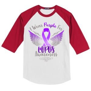 I Wear Purple For Lupus Awareness Kids Colorblock Raglan Jersey