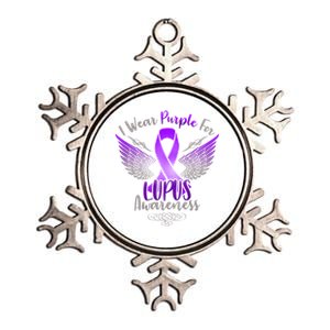 I Wear Purple For Lupus Awareness Metallic Star Ornament