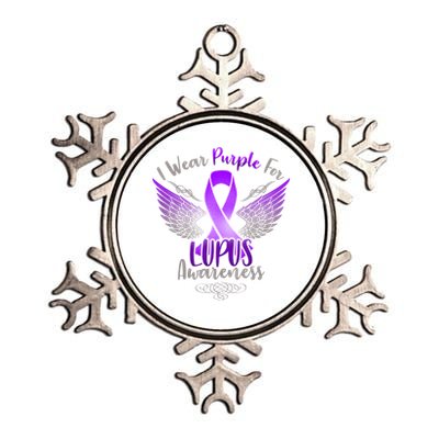 I Wear Purple For Lupus Awareness Metallic Star Ornament