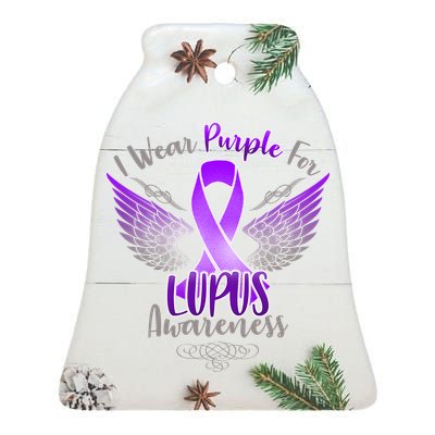 I Wear Purple For Lupus Awareness Ceramic Bell Ornament