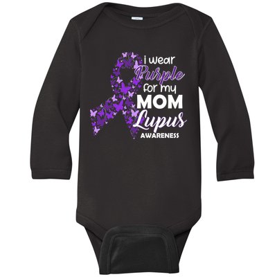 I Wear Purple For My Mom Lupus Awareness Baby Long Sleeve Bodysuit