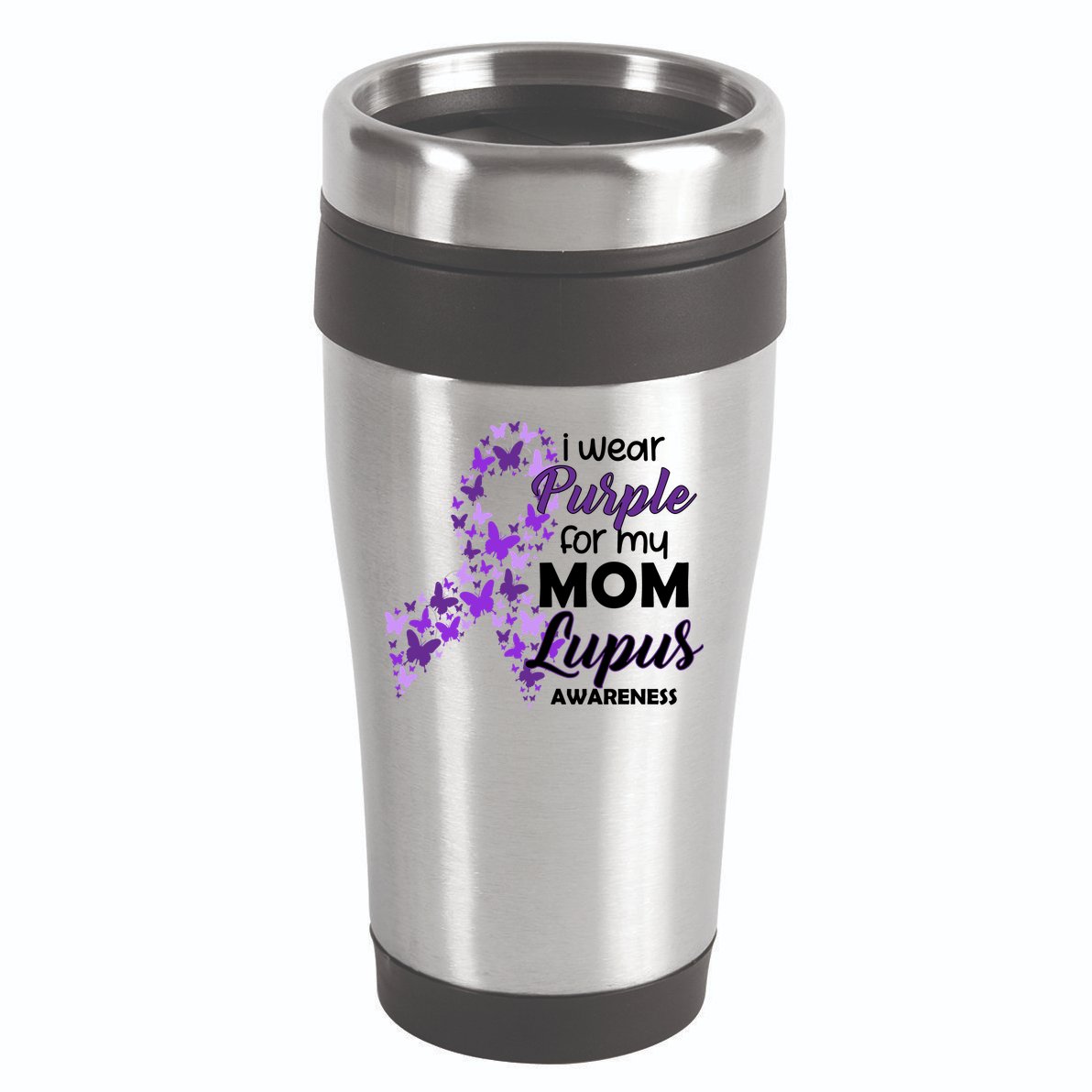 I Wear Purple For My Mom Lupus Awareness 16oz Travel Tumbler