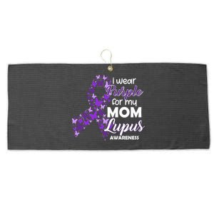 I Wear Purple For My Mom Lupus Awareness Large Microfiber Waffle Golf Towel