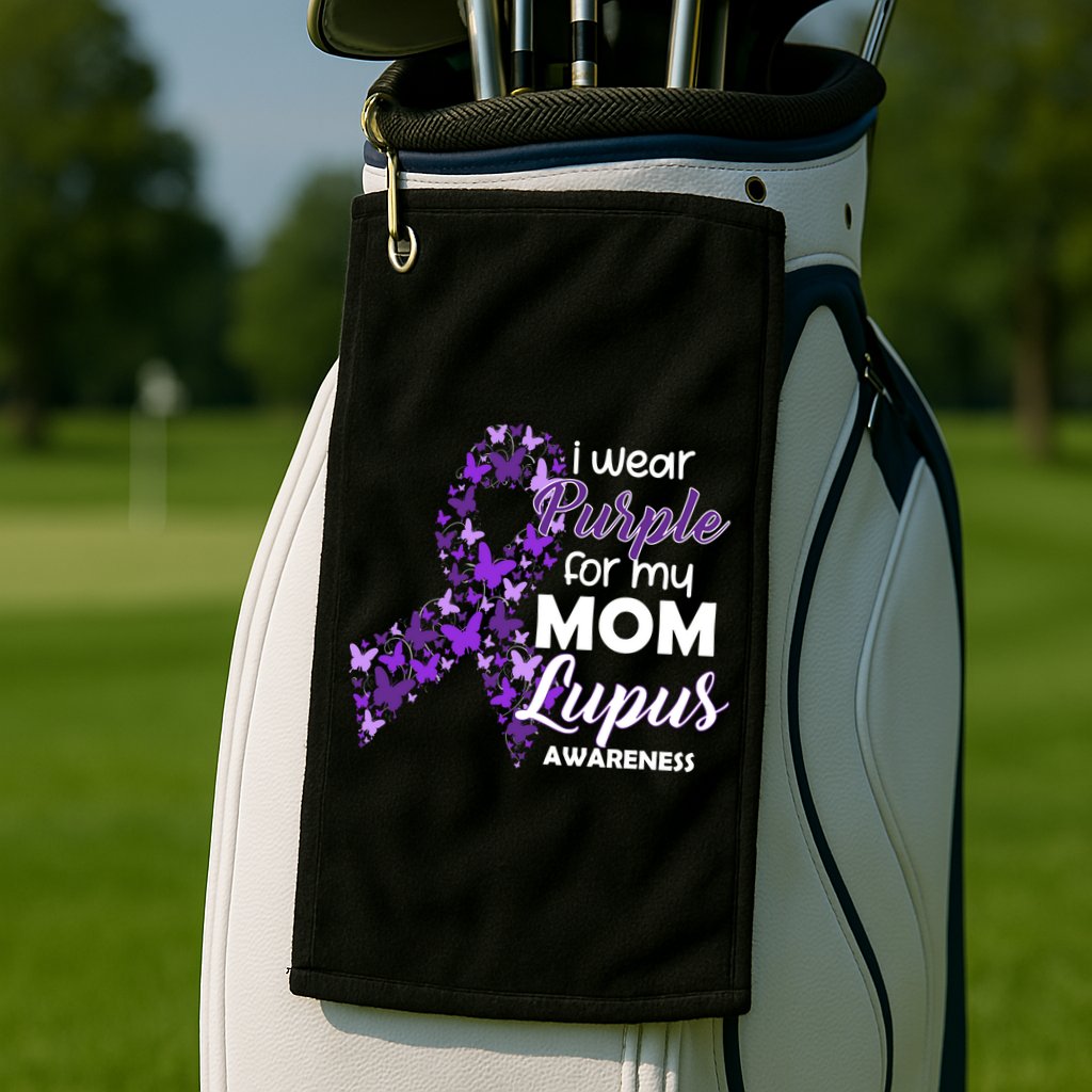 I Wear Purple For My Mom Lupus Awareness Golf Towel