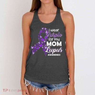 I Wear Purple For My Mom Lupus Awareness Women's Knotted Racerback Tank