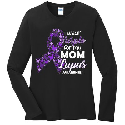 I Wear Purple For My Mom Lupus Awareness Ladies Long Sleeve Shirt