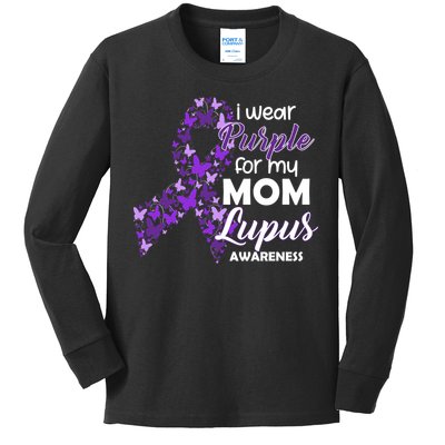 I Wear Purple For My Mom Lupus Awareness Kids Long Sleeve Shirt