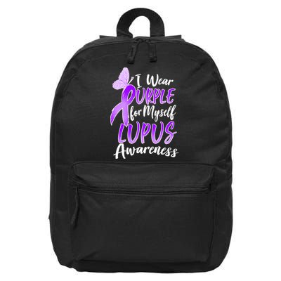 I Wear Purple For Myself Lupus Awareness  16 in Basic Backpack