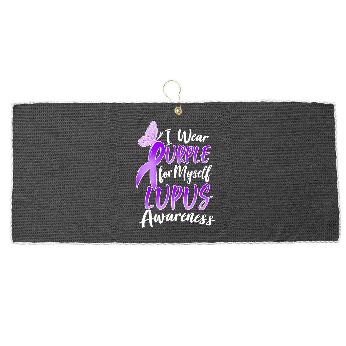 I Wear Purple For Myself Lupus Awareness  Large Microfiber Waffle Golf Towel